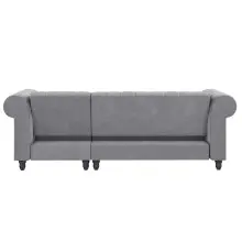 Ecksofa >Firenze< in Grau, Samt - 241x83x154cm (BxHxT)
