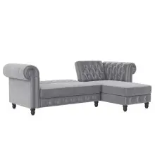 Ecksofa >Firenze< in Grau, Samt - 241x83x154cm (BxHxT)