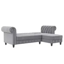 Ecksofa >Firenze< in Grau, Samt - 241x83x154cm (BxHxT)