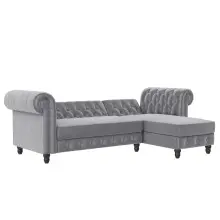 Ecksofa >Firenze< in Grau, Samt - 241x83x154cm (BxHxT)