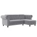 Ecksofa >Firenze< in Grau, Samt - 241x83x154cm (BxHxT)