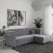 Ecksofa >Firenze< in Grau, Samt - 241x83x154cm (BxHxT)