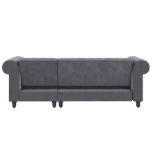 Ecksofa >Firenze< in Grau, Samt - 241x83x154cm (BxHxT)