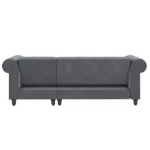 Ecksofa >Firenze< in Grau, Samt - 241x83x154cm (BxHxT)