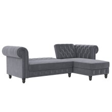 Ecksofa >Firenze< in Grau, Samt - 241x83x154cm (BxHxT)