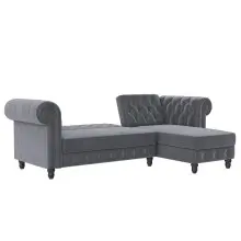 Ecksofa >Firenze< in Grau, Samt - 241x83x154cm (BxHxT)
