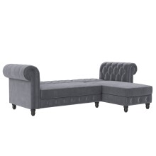 Ecksofa >Firenze< in Grau, Samt - 241x83x154cm (BxHxT)