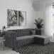 Ecksofa >Firenze< in Grau, Samt - 241x83x154cm (BxHxT)