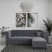 Ecksofa >Firenze< in Grau, Samt - 241x83x154cm (BxHxT)