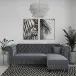 Ecksofa >Firenze< in Grau, Samt - 241x83x154cm (BxHxT)