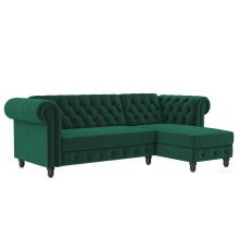 Ecksofa >Firenze< in Grün, Samt - 241x83x154cm...