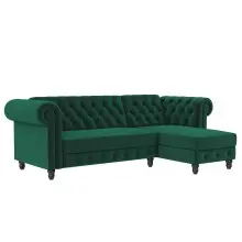 Ecksofa >Firenze< in Grün, Samt - 241x83x154cm...
