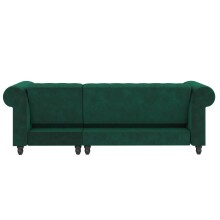 Ecksofa >Firenze< in Grün, Samt - 241x83x154cm (BxHxT)