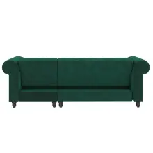 Ecksofa >Firenze< in Grün, Samt - 241x83x154cm (BxHxT)