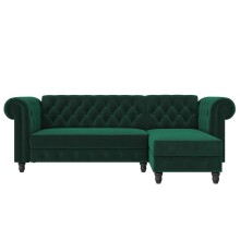 Ecksofa >Firenze< in Grün, Samt - 241x83x154cm (BxHxT)
