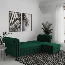 Ecksofa >Firenze< in Grün, Samt - 241x83x154cm (BxHxT)