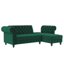 Ecksofa >Firenze< in Grün, Samt - 241x83x154cm (BxHxT)