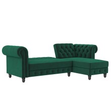 Ecksofa >Firenze< in Grün, Samt - 241x83x154cm (BxHxT)