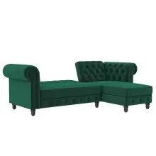 Ecksofa >Firenze< in Grün, Samt - 241x83x154cm (BxHxT)