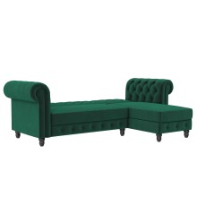 Ecksofa >Firenze< in Grün, Samt - 241x83x154cm (BxHxT)