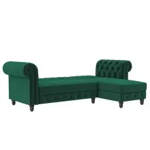 Ecksofa >Firenze< in Grün, Samt - 241x83x154cm (BxHxT)