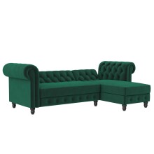 Ecksofa >Firenze< in Grün, Samt - 241x83x154cm (BxHxT)
