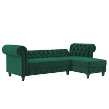 Ecksofa >Firenze< in Grün, Samt - 241x83x154cm (BxHxT)