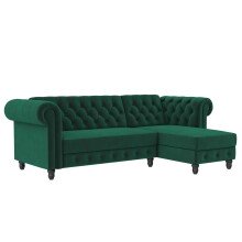 Ecksofa >Firenze< in Grün, Samt - 241x83x154cm...