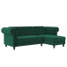 Ecksofa >Firenze< in Grün, Samt - 241x83x154cm (BxHxT)
