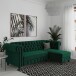 Ecksofa >Firenze< in Grün, Samt - 241x83x154cm (BxHxT)