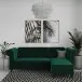 Ecksofa >Firenze< in Grün, Samt - 241x83x154cm (BxHxT)