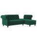 Ecksofa >Firenze< in Grün, Samt - 241x83x154cm (BxHxT)