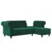 Ecksofa >Firenze< in Grün, Samt - 241x83x154cm (BxHxT)