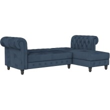 Ecksofa >Firenze< in Blau, Samt - 241x83x154cm (BxHxT)