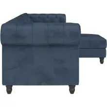Ecksofa >Firenze< in Blau, Samt - 241x83x154cm (BxHxT)