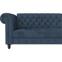 Ecksofa >Firenze< in Blau, Samt - 241x83x154cm (BxHxT)