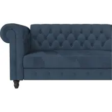 Ecksofa >Firenze< in Blau, Samt - 241x83x154cm (BxHxT)