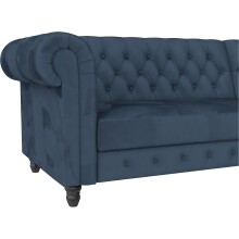 Ecksofa >Firenze< in Blau, Samt - 241x83x154cm (BxHxT)