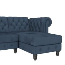 Ecksofa >Firenze< in Blau, Samt - 241x83x154cm (BxHxT)