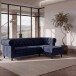 Ecksofa >Firenze< in Blau, Samt - 241x83x154cm (BxHxT)