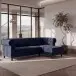 Ecksofa >Firenze< in Blau, Samt - 241x83x154cm (BxHxT)