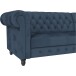 Ecksofa >Firenze< in Blau, Samt - 241x83x154cm (BxHxT)