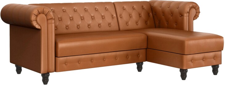 Ecksofa >Firenze< in Braun, Polyurethan - 241x83x154cm (BxHxT)