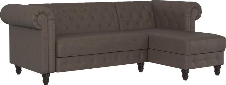 Ecksofa >Firenze< in Braun, Mikrofaser - 241x83x154cm (BxHxT)