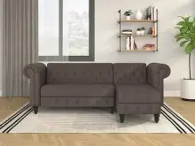 Ecksofa >Firenze< in Braun, Mikrofaser - 241x83x154cm (BxHxT)