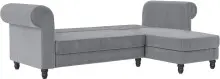 Ecksofa >Firenze II< in Grau, Samt-Cord - 241x83x154cm (BxHxT)