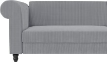 Ecksofa >Firenze II< in Grau, Samt-Cord - 241x83x154cm (BxHxT)