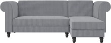 Ecksofa >Firenze II< in Grau, Samt-Cord - 241x83x154cm (BxHxT)