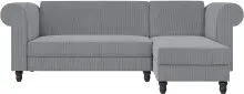 Ecksofa >Firenze II< in Grau, Samt-Cord - 241x83x154cm (BxHxT)