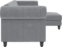 Ecksofa >Firenze II< in Grau, Samt-Cord - 241x83x154cm (BxHxT)